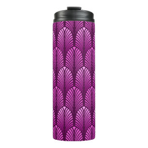 Termo Patrón de plumas Art Deco, púrpura ametista
