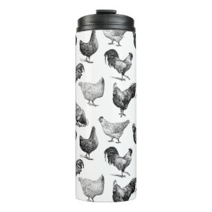 Termo Patrón de pollo de granja de campo retro