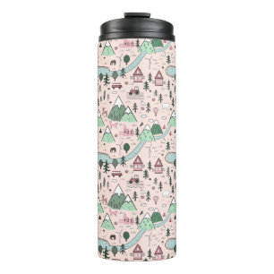 Termo Patrón de pueblo agrícola escandinavo rosa