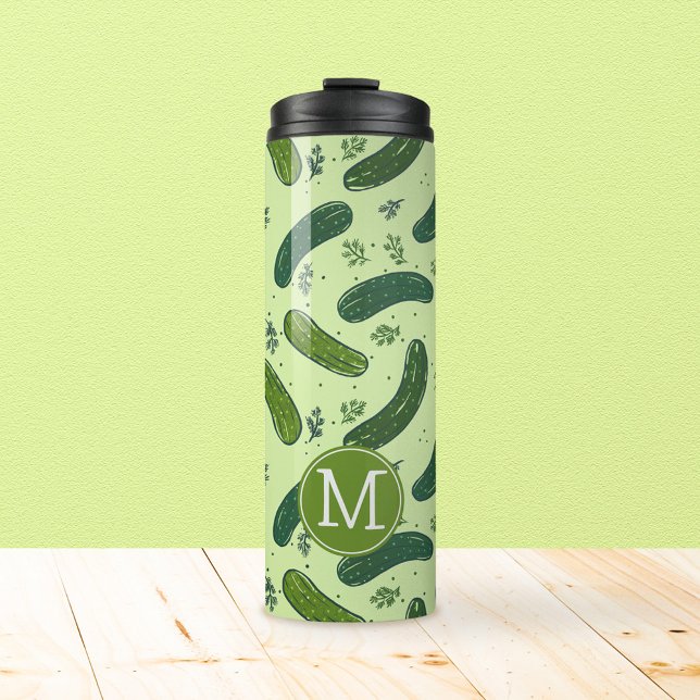 Termo Patrón de punción de enrollamiento de mano (Dill Pickle Pattern & Monogram Thermal Tumbler)