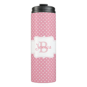 Termo Patrón de punto de polka rosa personalizado
