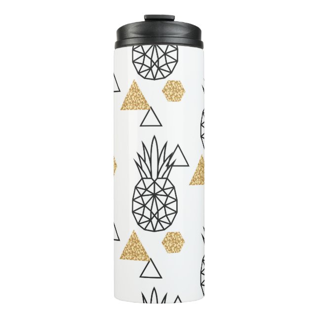 Termo Patrón de puntos de oro de piña geométrica. (Anverso)