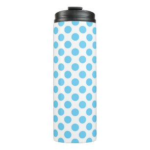 Termo Patrón de puntos de polka azul y blanco