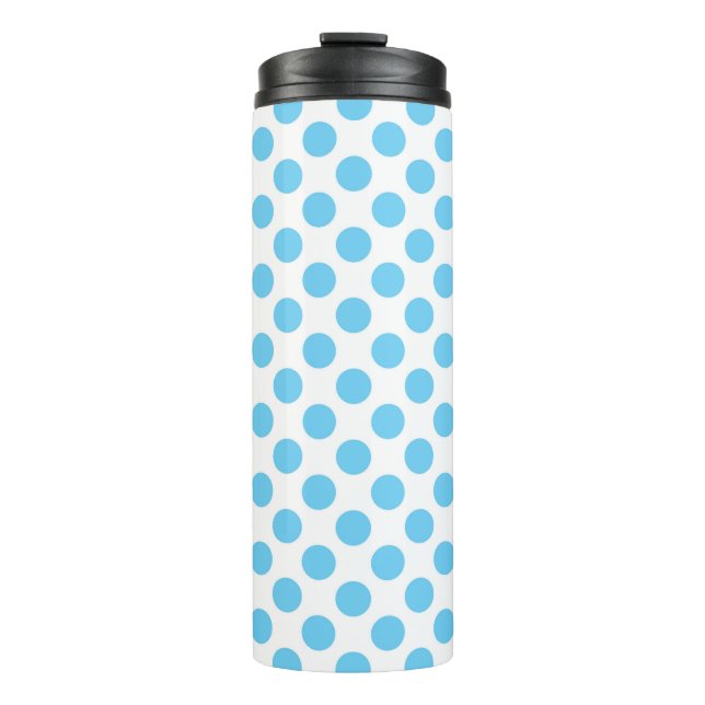Termo Patrón de puntos de polka azul y blanco (Anverso)