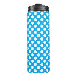 Termo Patrón de puntos de polka azul y blanco