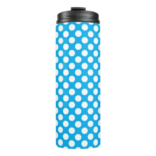 Termo Patrón de puntos de polka azul y blanco (Anverso)