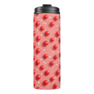 Termo Patrón de puntos de polka rojo y blanco 3D