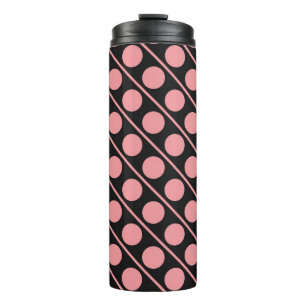 Termo Patrón de puntos de polka rosa y negro