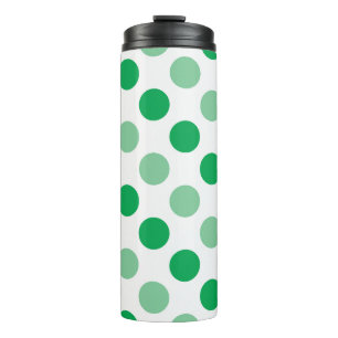 Termo Patrón de puntos de polka verde y blanco