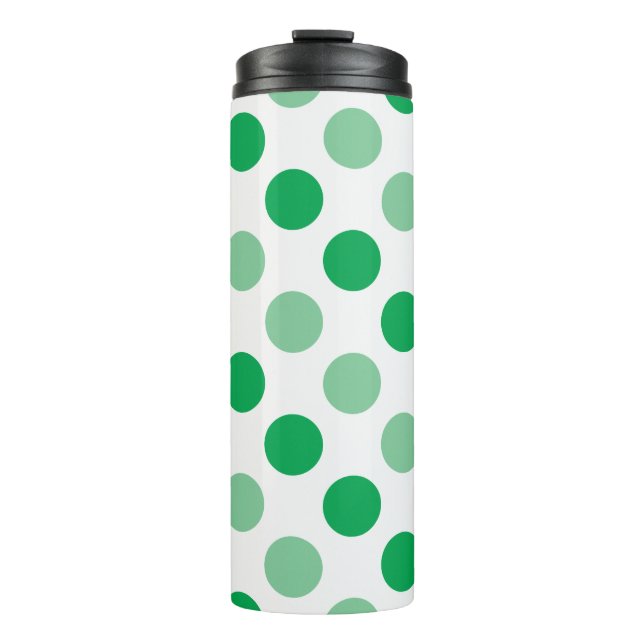 Termo Patrón de puntos de polka verde y blanco (Anverso)