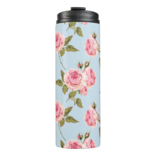 Termo Patrón de puntos de polka y rosas