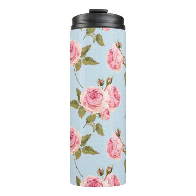 Termo Patrón de puntos de polka y rosas (Anverso)
