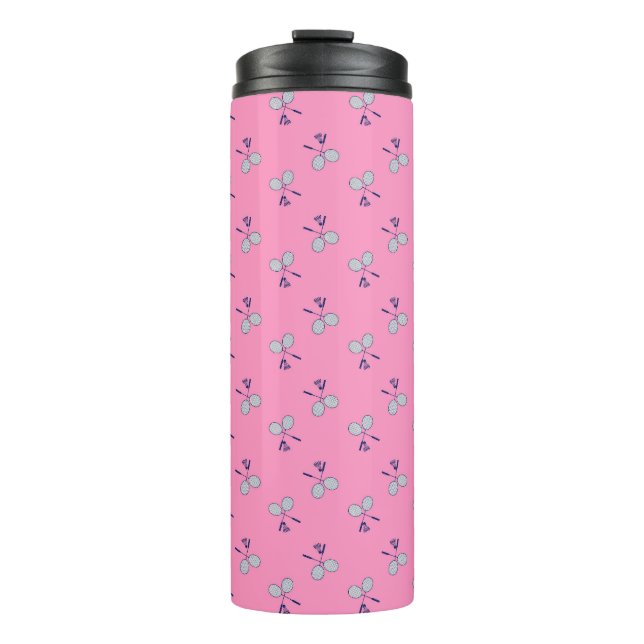 Termo Patrón de racquet de Badminton rosa (Anverso)
