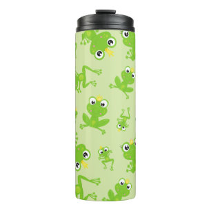 Termo Patrón de rana, ranas cortas, ranas verdes, prínci