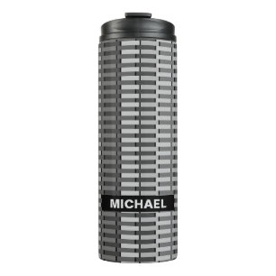 Termo Patrón de rayas abstractas de moda gris personaliz