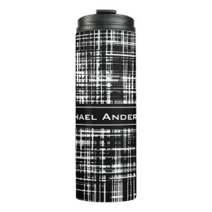 Termo Patrón de rayas abstractas en blanco y negro pers