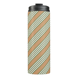 Termo Patrón de rayas de color verde oliva y blanco con 