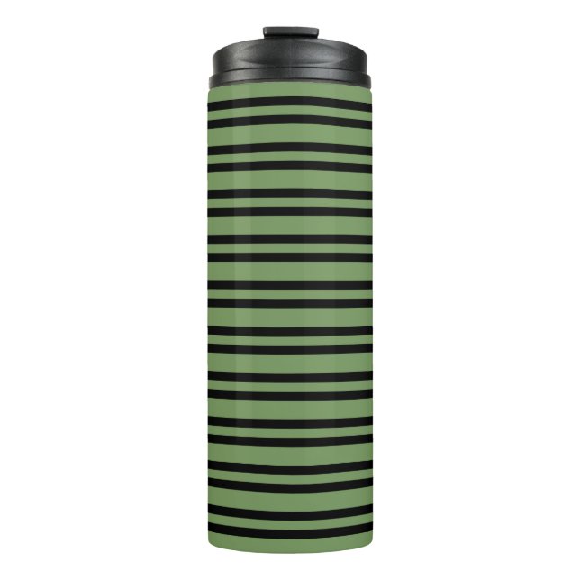 Termo Patrón de rayas negras verdes (Anverso)