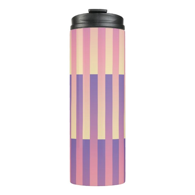 Termo Patrón de rayas púrpura rosa amarillo (Anverso)