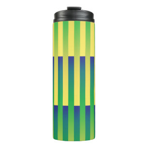 Termo Patrón de rayas verde amarillo azul