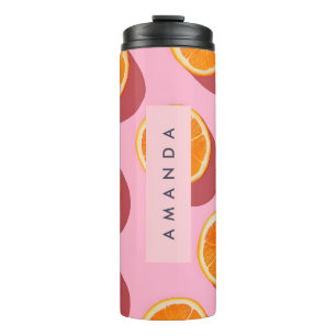 Termo Patrón de rebanado Naranja personalizado monograma