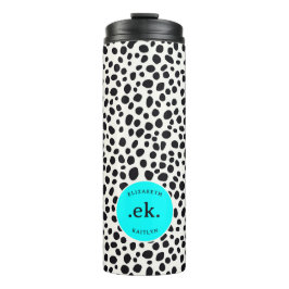 Termo Patrón de resumen de perro dálmata Aqua Monograma 