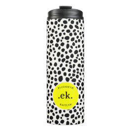 Termo Patrón de resumen de perros dálmatas Monograma ros