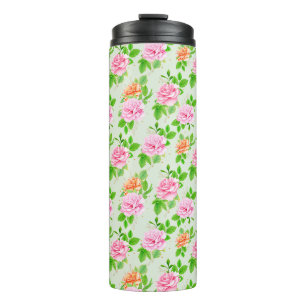 Termo Patrón de Rosas Rosadas Florales