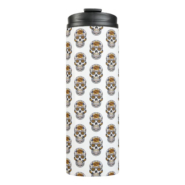 Termo Patrón de Skulls florales Tumblador térmico (Anverso)