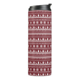 Termo Patrón de suéter de Navidad clásico rojo de vacaci