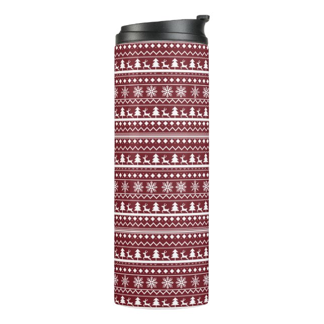 Termo Patrón de suéter de Navidad clásico rojo de vacaci (Rotado hacia la izquierda)