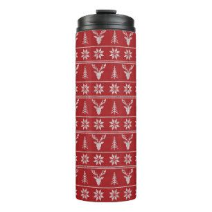 Termo Patrón de suéter de Navidades rojos feos