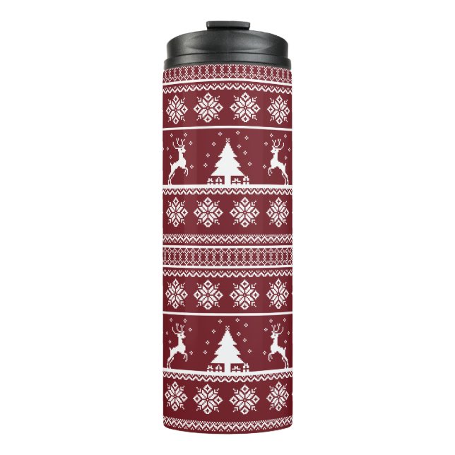 Termo Patrón de suéter de renos de Navidad (Anverso)