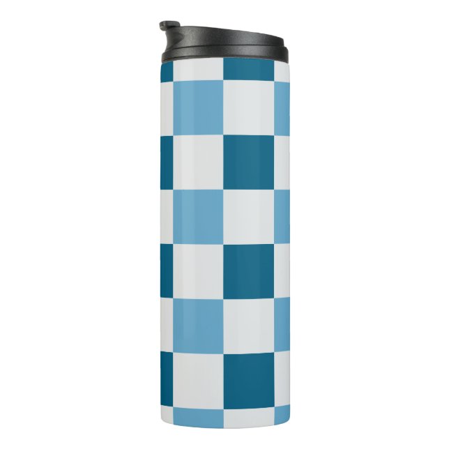 Termo Patrón De Tablero Blanco Y Azul (Rotado hacia la derecha)