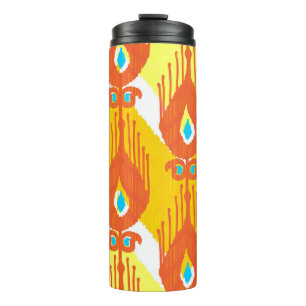 Termo Patrón de tela de Ikat: Diseño de cosecha étnica.