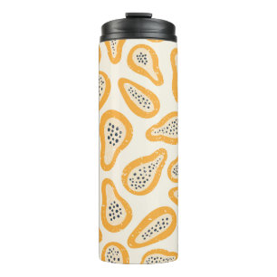 Termo Patrón de textura abstracta de frutos con papaya y