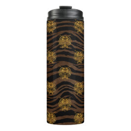 Termo Patrón de tigre de la jungla con brillo dorado