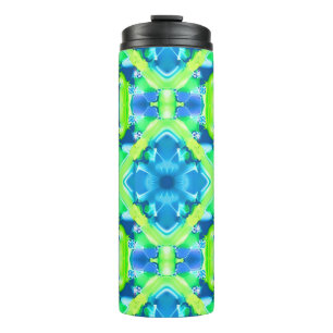 Termo Patrón de tinte azul cobalto y verde limón