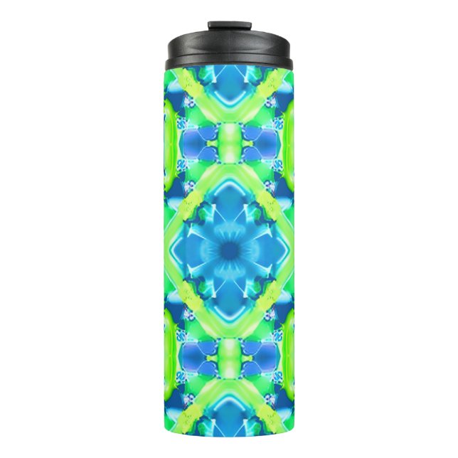 Termo Patrón de tinte azul cobalto y verde limón (Anverso)