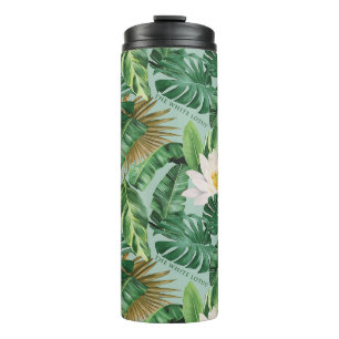 Termo Patrón de toldo tropical blanco
