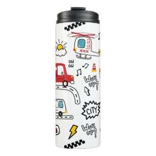 Termo Patrón de transporte divertido para niños 