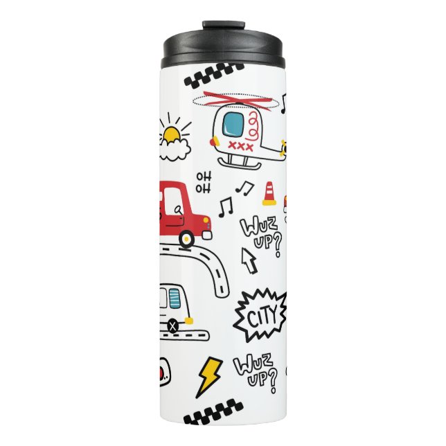Termo Patrón de transporte divertido para niños  (Anverso)