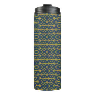 TERMO PATRÓN DE TRIÁNGULO AZUL DE NAVY Y AMARILLO MUSTAR