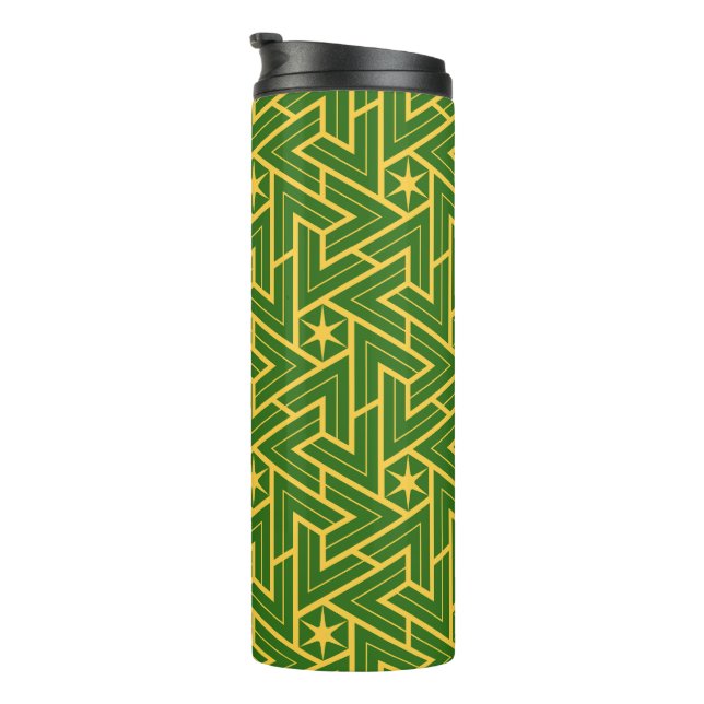 Termo Patrón de triángulo de estrella Art Deco - Verde y (Rotado hacia la derecha)