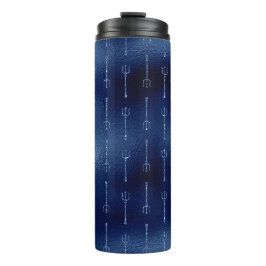 Termo Patrón de Tridente de Sirena con Brillo Azul Marin