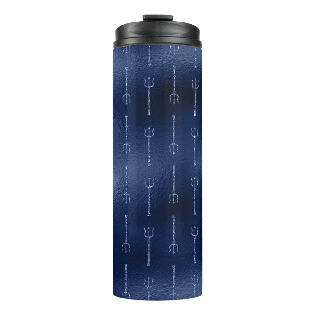 Termo Patrón de Tridente de Sirena con Brillo Azul Marin (Anverso)
