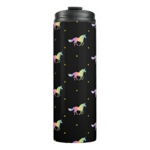 Patrón de Unicornio arcoiris y estrellas de oro