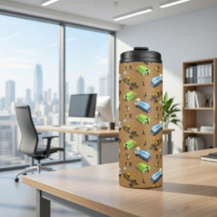 Termo Patrón de vehículos y trabajadores de construcción