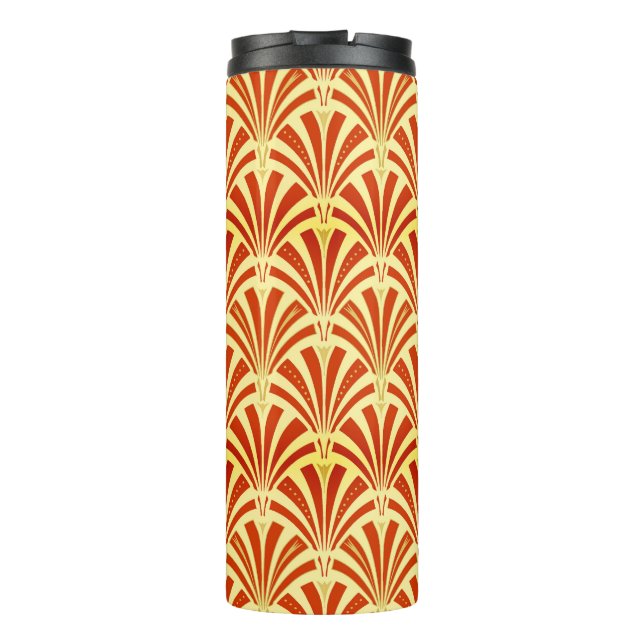 Termo Patrón de ventilador Art Deco, Naranja mandarín (Reverso)
