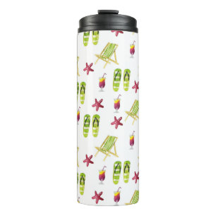 Termo Patrón de verano de acuarela sin foco pequeño